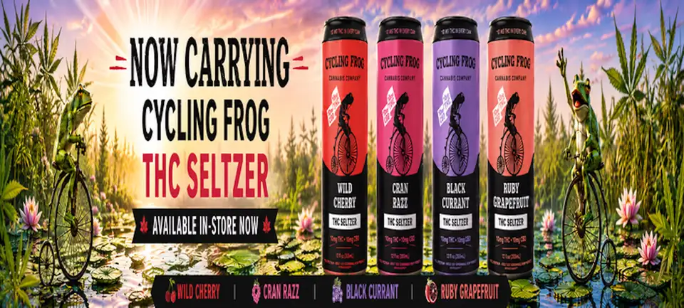 Now carrying Cycling Frog THC seltzer